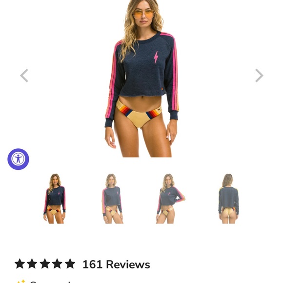 Aviator Nation Stripe Crop sweatshirt, XS - Picture 1 of 5
